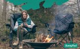 Camping Chair With Armrest, Side Pouch & Cooler, Oversized Padded Backpacking Chair With Cup Holder & Storage Bag, Outdoor Portable Hiking & Lawn Chai